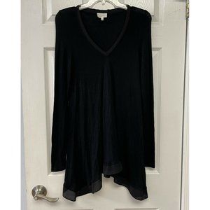 Anthropologie Deletta Tunic Top Black Long Sleeve Blouse Women’s Size M